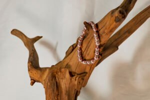 Pink and Silver Stretchy Handmade Bracelet