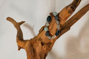 Blue Beaded Crystal Stretchy Bracelet