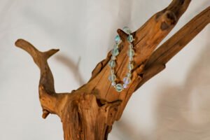 Light Blue Clear Beaded Stretchy Bracelet