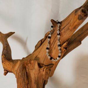 Onyx and Diamond Beaded Bracelet