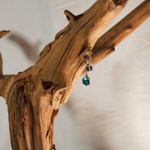 Blue Crystal Hexagon Earrings