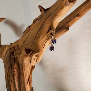 Purple Crystal Hexagon Earrings