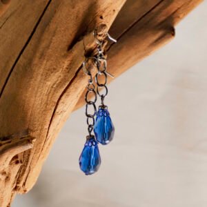 Blue Crystal Bead Drop Earrings