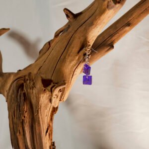 Purple Glitter Block Earrings