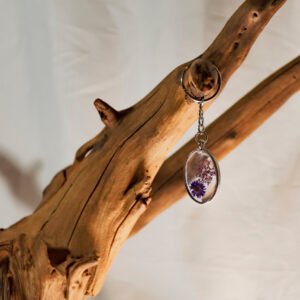 Dried Purple Flower Keychain