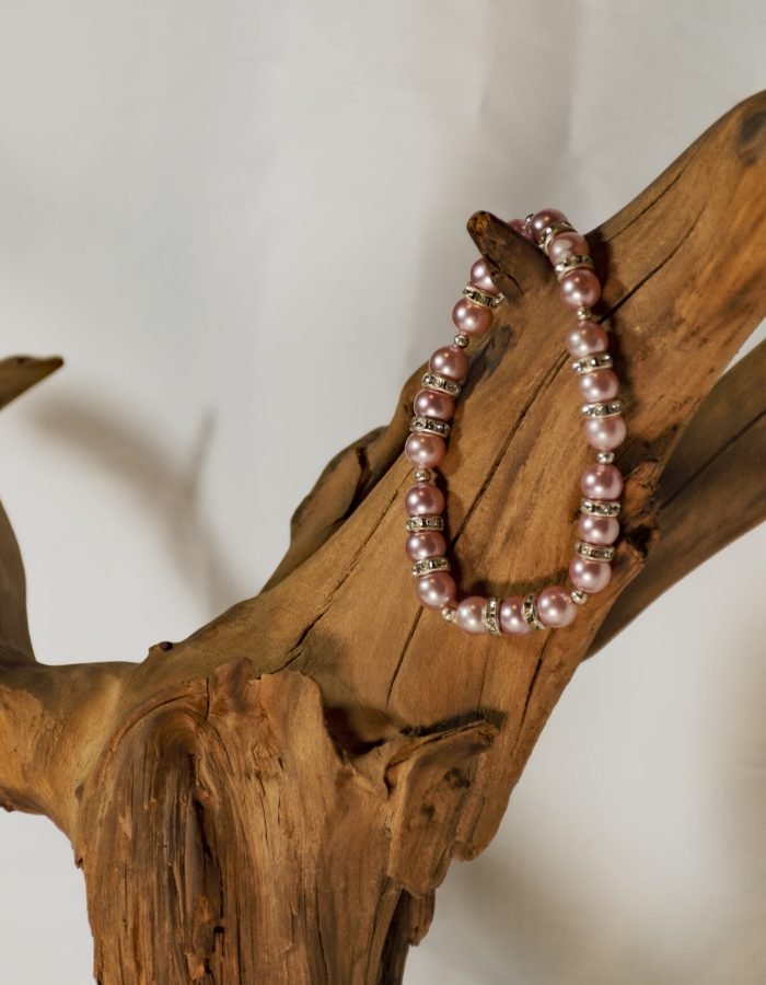 Pink and Silver Stretchy Handmade Bracelet