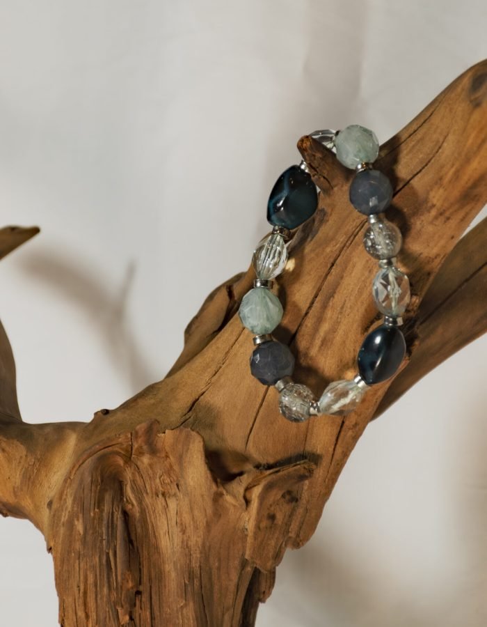 Blue Beaded Crystal Stretchy Bracelet