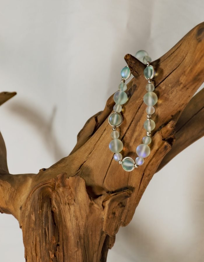 Light Blue Clear Beaded Stretchy Bracelet