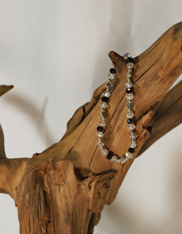 Onyx and Diamond Beaded Bracelet