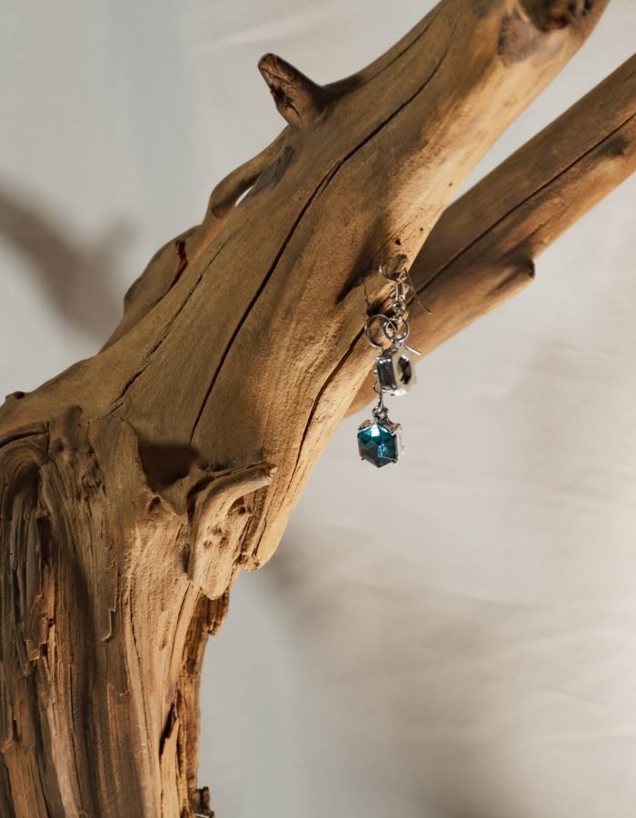 Blue Crystal Hexagon Earrings