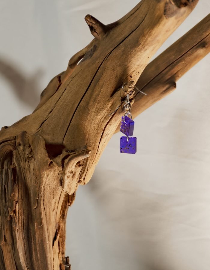 Purple Glitter Block Earrings