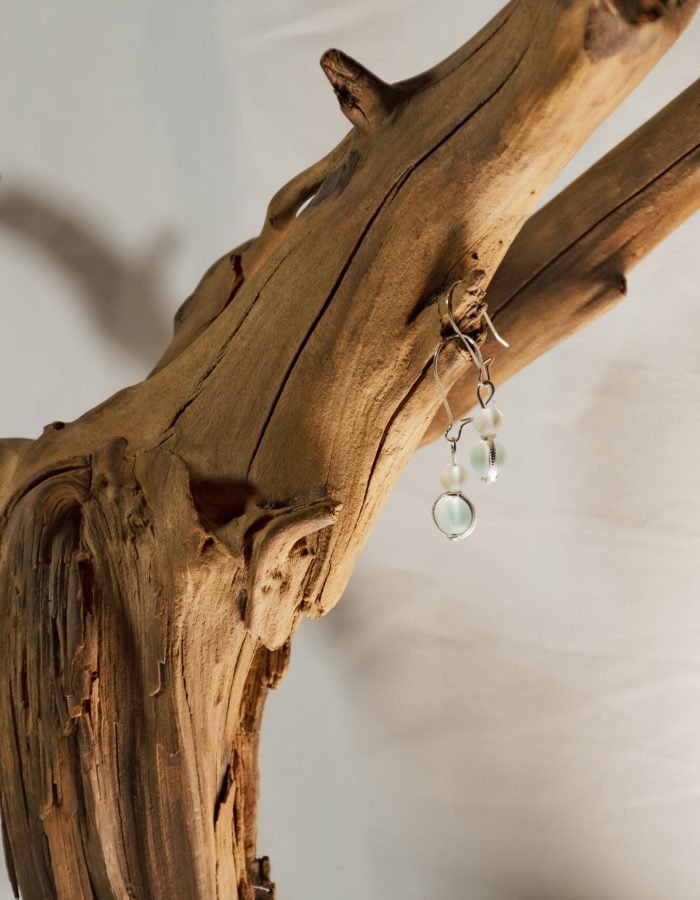 White Frosted Bead Earrings