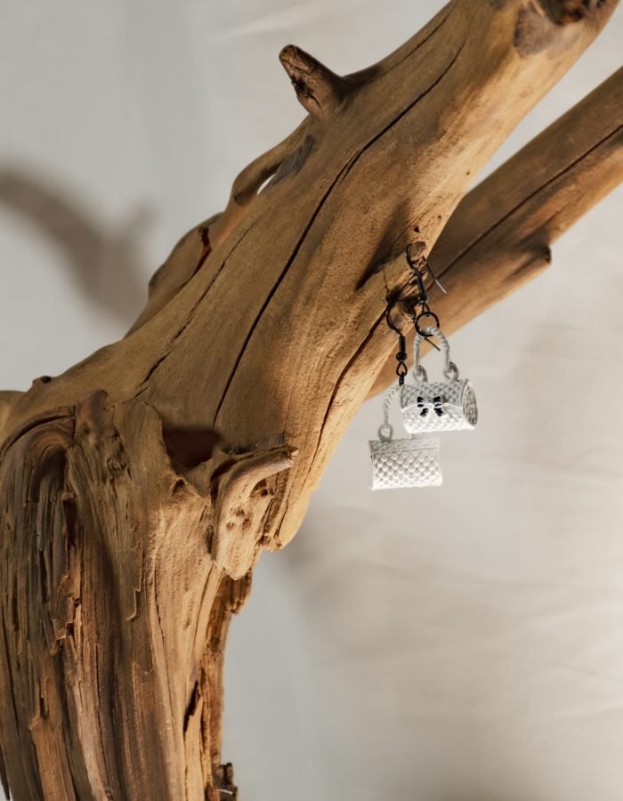 White Purse Earrings