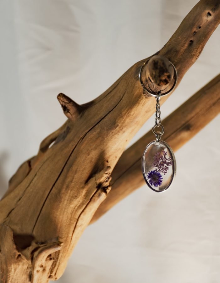 Dried Purple Flower Keychain